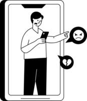 A filled style illustration showing a person doing online bullying vector
