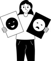 A filled style illustration showing a person having mood swings vector
