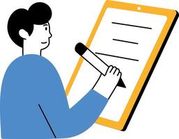 Flat style illustration showing an employee writing report vector