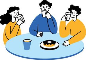 Flat style illustration showing team taking an office break vector