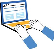 A flat style illustration showing online work vector