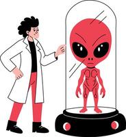 A hand drawn illustration showing a alien vector