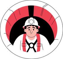 A hand drawn illustration showing a person stuck in a dangerous hole vector