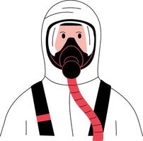 A hand drawn illustration showing a person wearing a contaminated suit vector