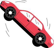 A hand drawn illustration showing a car skidding vector