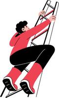 A hand drawn illustration showing a person climbing tower vector