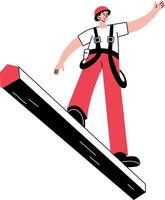 A hand drawn illustration showing a construction worker vector