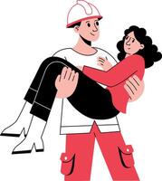 A hand drawn illustration showing a person rescue girl vector