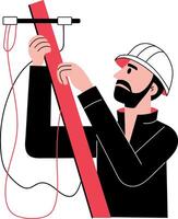 A hand drawn illustration showing an electrician vector