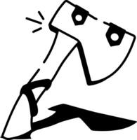 A doodle style icon showing hand axe vector