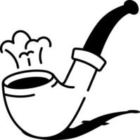 A sketchy style icon representing a smoke pipe vector