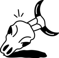 A hand drawn style icon of stabbed skull vector