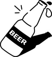 A doodle style icon of an open beer bottle vector