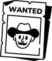 A hand drawn style icon of a wanted poster vector