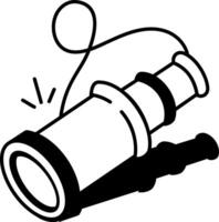 A drawing style icon depicting telescope vector