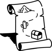 A doodle style icon of an old treasure map vector