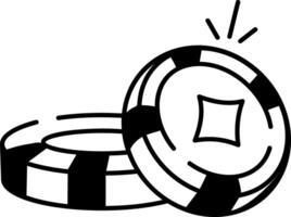 A drawing style icon depicting game coins vector