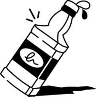 A sketchy style icon showing a wine bottle vector