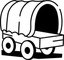 A hand drawn style icon of covered wagon vector
