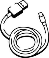 A sketchy style icon showing charging cable vector