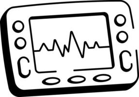 A sketchy style icon showing heart monitor vector