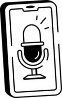 A doodle style icon showing voice recognition vector