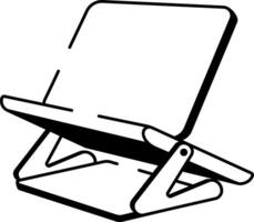 A drawing style icon showing laptop stand vector