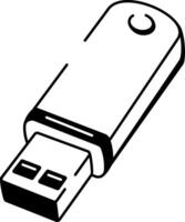 A drawing style icon showing flash drive vector