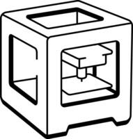 A hand drawn style icon showing 3d printer vector