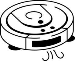 A hand drawn style icon showing robot vacuum vector