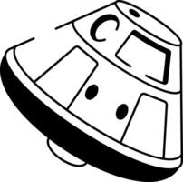 A hand drawn style icon showing space capsule vector