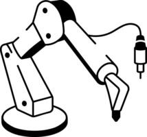 A sketchy style icon showing soldering robot vector