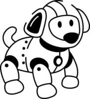 A drawing style icon showing robot dog vector