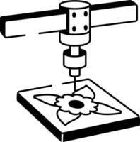 A sketchy style icon showing laser cutter vector