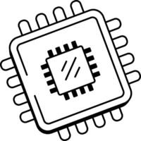 A drawing style icon showing neural chip vector