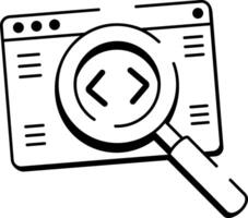 A sketchy style icon showing code debugger vector