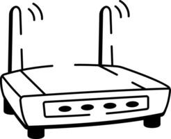 A hand drawn style icon showing modem vector