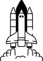 A drawing style icon showing rocket vector