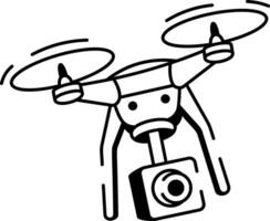 A hand drawn style icon showing drone camera vector