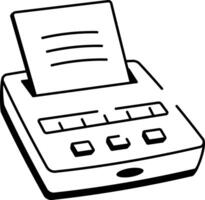 A sketchy style icon showing writing machine vector
