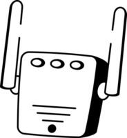 A drawing style icon showing wifi repeater vector