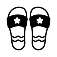 An editable glyph icon showing summer slippers. vector