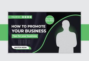 Effective Business Promotion Strategies Engaging Social Media Banner with Tips and New Weekly Videos - Professional digital artwork with vibrant colors and detailed composition vector