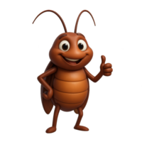Cartoon 3D Cockroach Character with Friendly Expression in Simple Style png