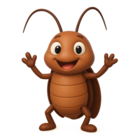 Cartoon 3D Cockroach Character with Cheerful Expression and Simple Design png