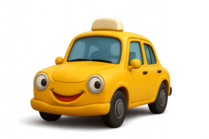 Happy Cartoon Taxi with a Friendly Smile on a Simple Background png