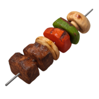 Grilled Beef Kebab Skewers with Colorful Vegetables Ready for BBQ png