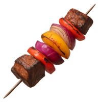 Delicious Beef Kebab Skewered with Colorful Vegetables and Onion png