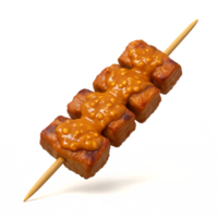3D Render of Delicious Satay Skewered Meat with Peanut Sauce png