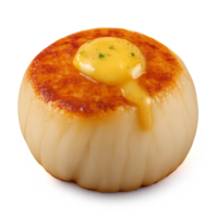 Grilled Scallop with Golden Sauce on a Plate in 3D Rendering png